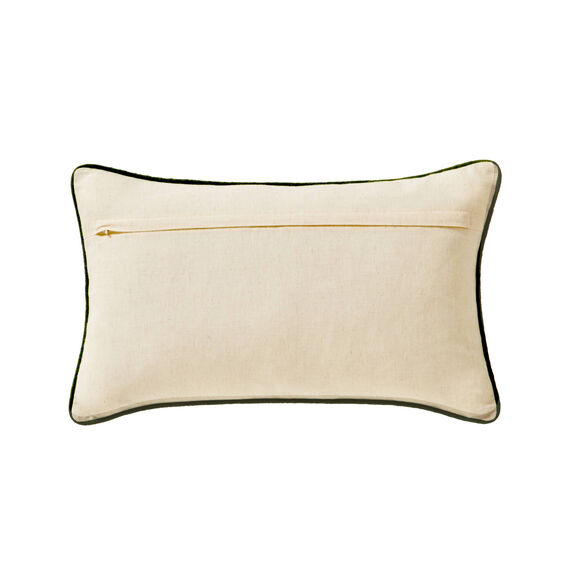 Coussin rectangulaire coton lin broderie fleurie (vert / parme) Coussin rectangulaire coton lin broderie fleurie (vert / parme)